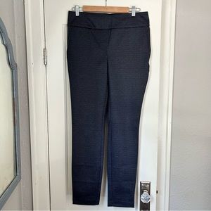 Dalia black textured mid rise pull on stretch skinny dress pants size M